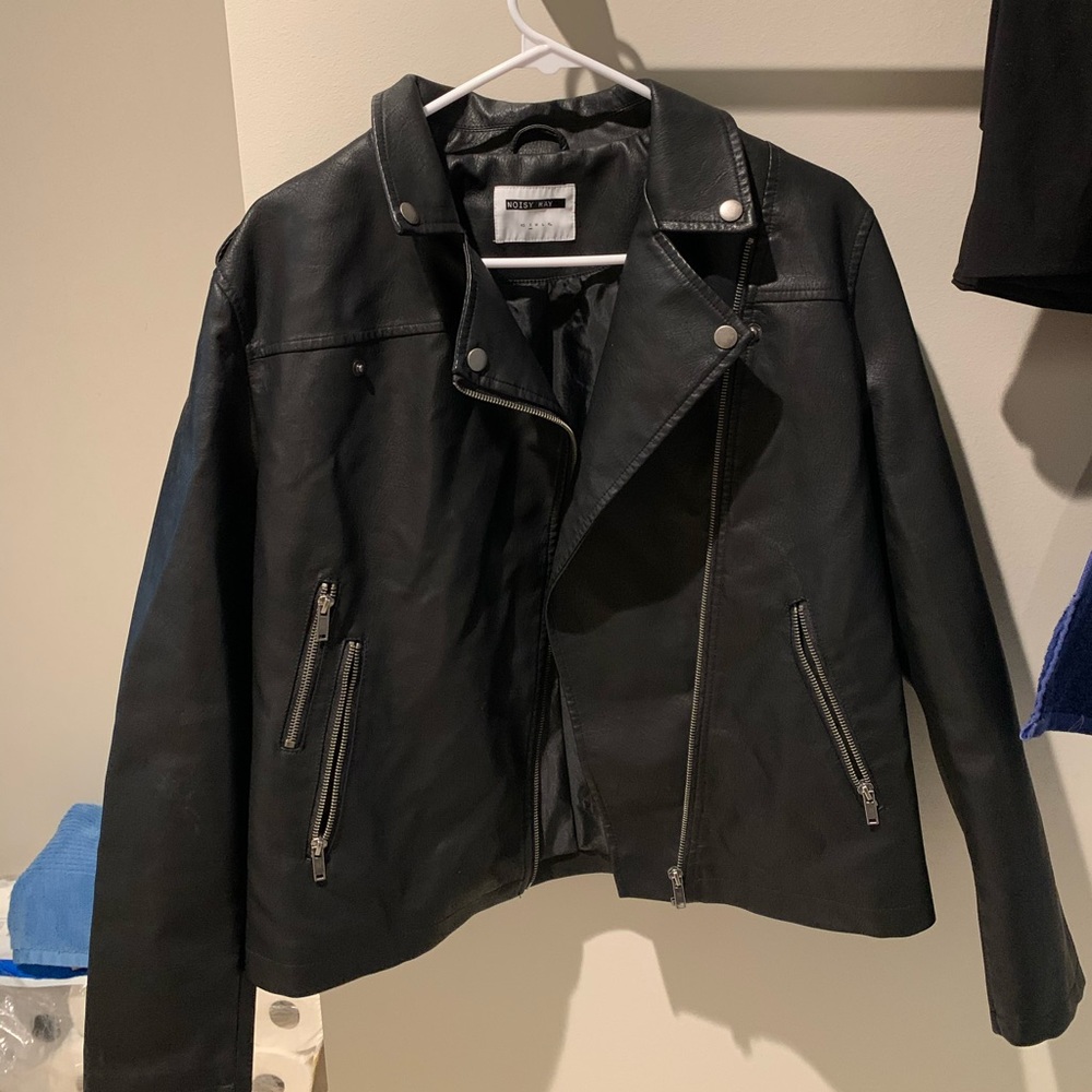 Noisy May black leather jacket oversized